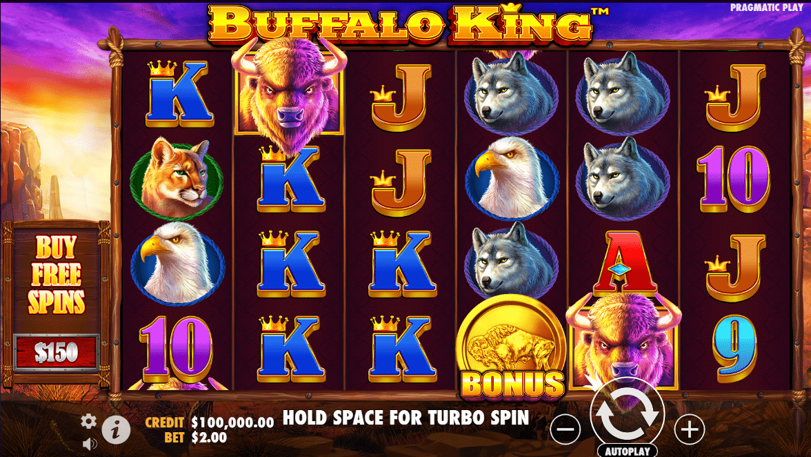 Play free spins on the Buffalo King slot game from Pragmatic Play