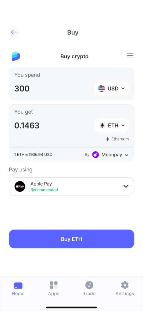 Choose Ethereum on Best Wallet