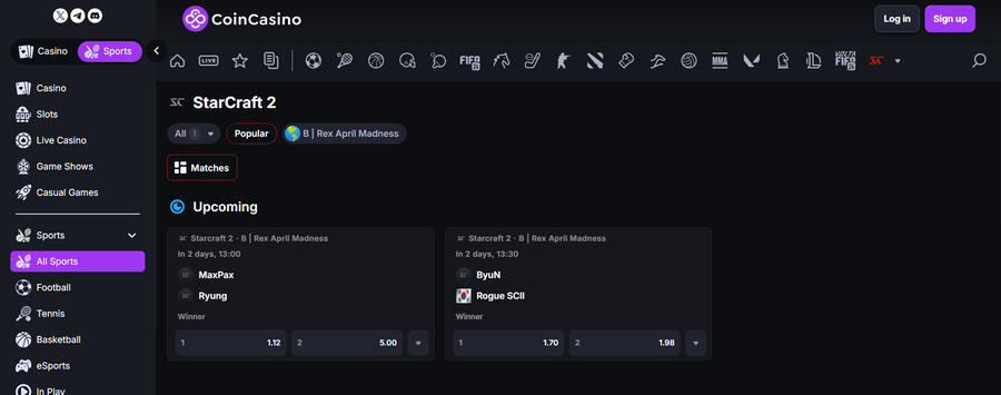 CoinCasino covers smaller StarCraft 2 events like Rex April Madness.