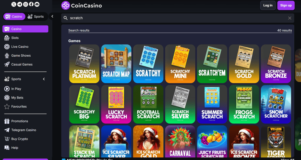 CoinCasino Lottery Games