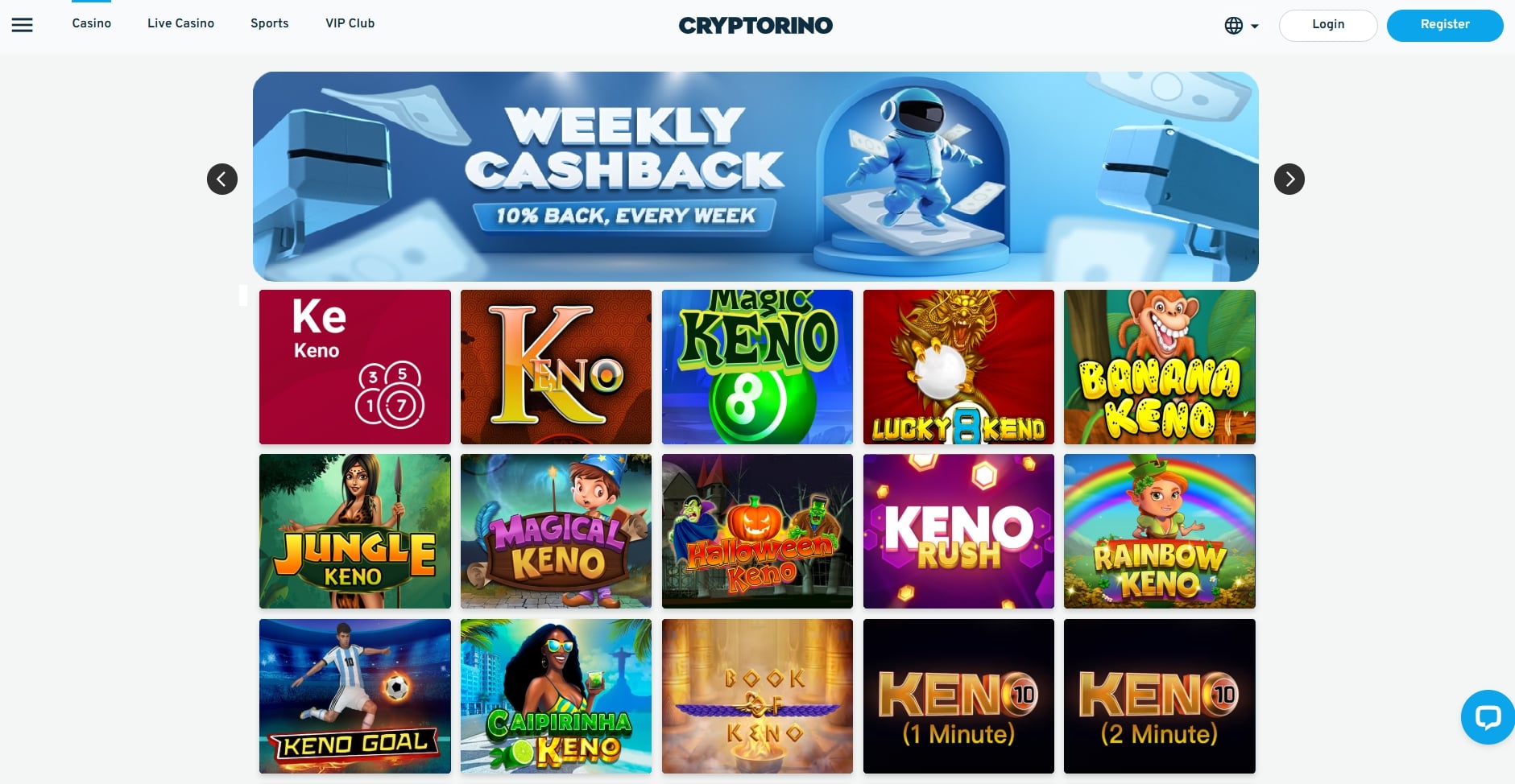 Play Keno online at Cryptorino