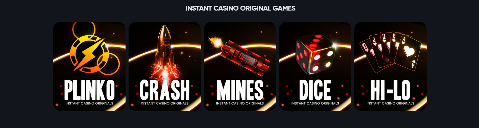 Play provably fair original games at Instant Casino