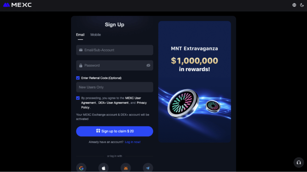 MEXC Signup Page