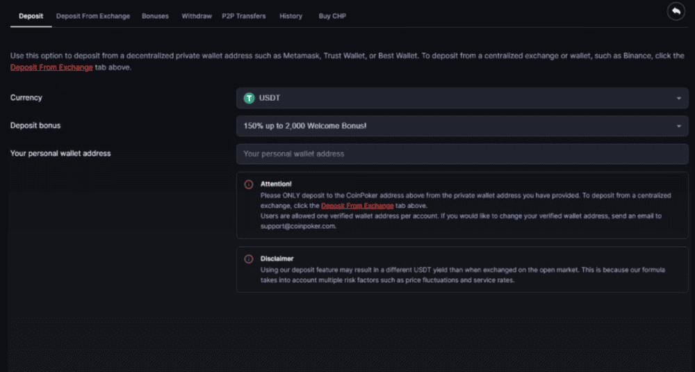 Make a Deposit on CoinPoker