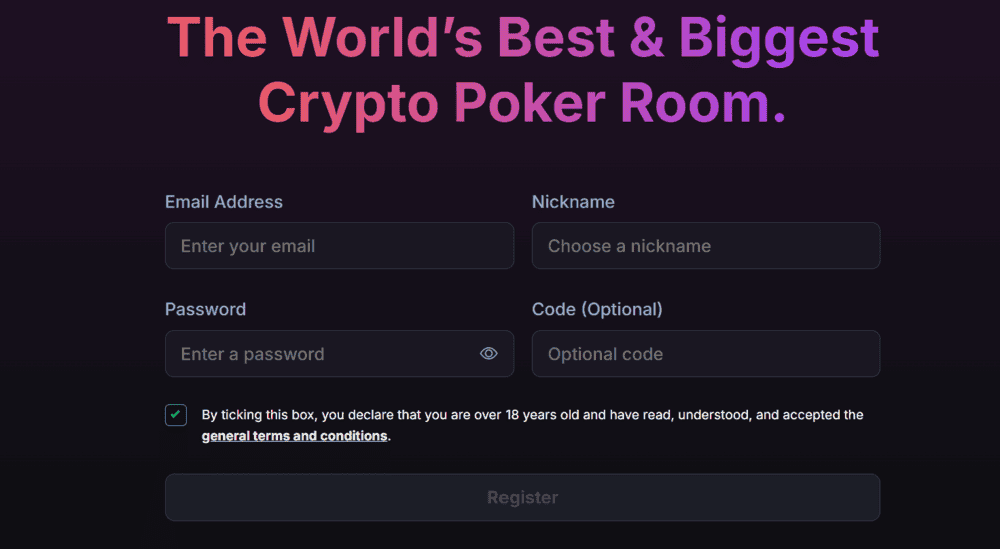Register for CoinPoker