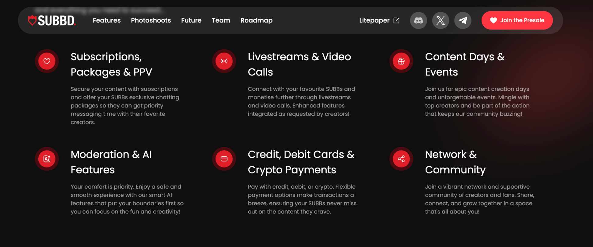 SUBBD ecosystem features