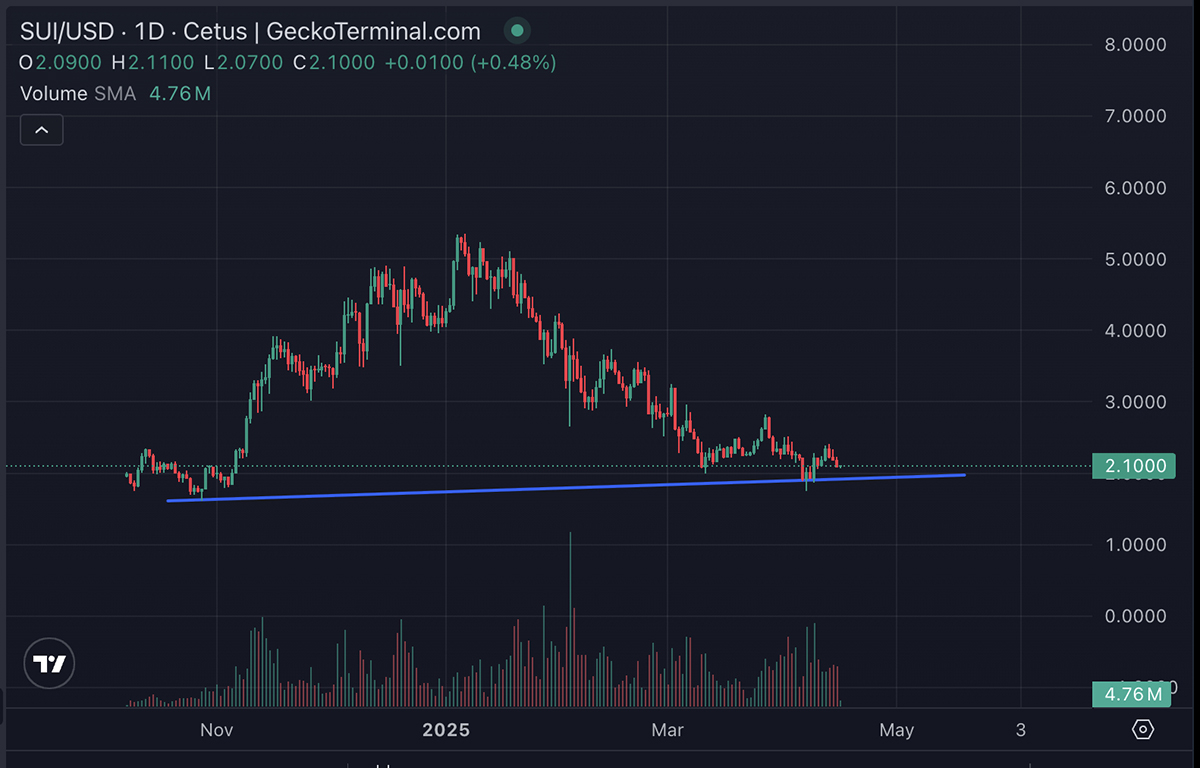 After a strong rally in late 2024, SUI is now consolidating below a key trendline resistance, but breakout might be coming for this crypto.