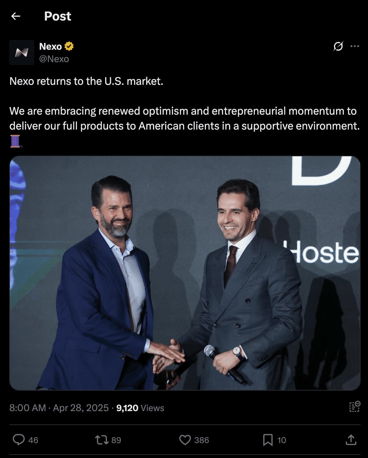 Crypto lending platform Nexo returns to a pro-crypto US administration while Solana L2 Solaxy (SOLX) smashes $32m in early-stage funding