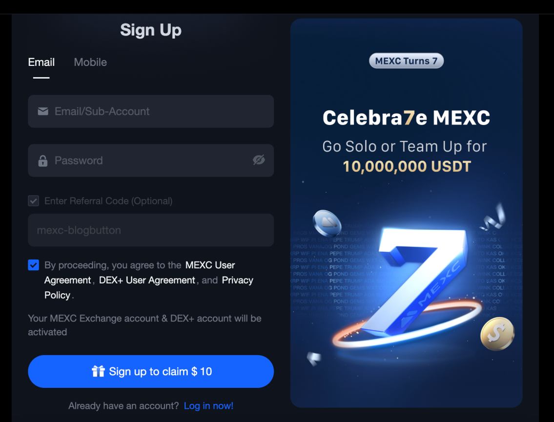 MEXC open account