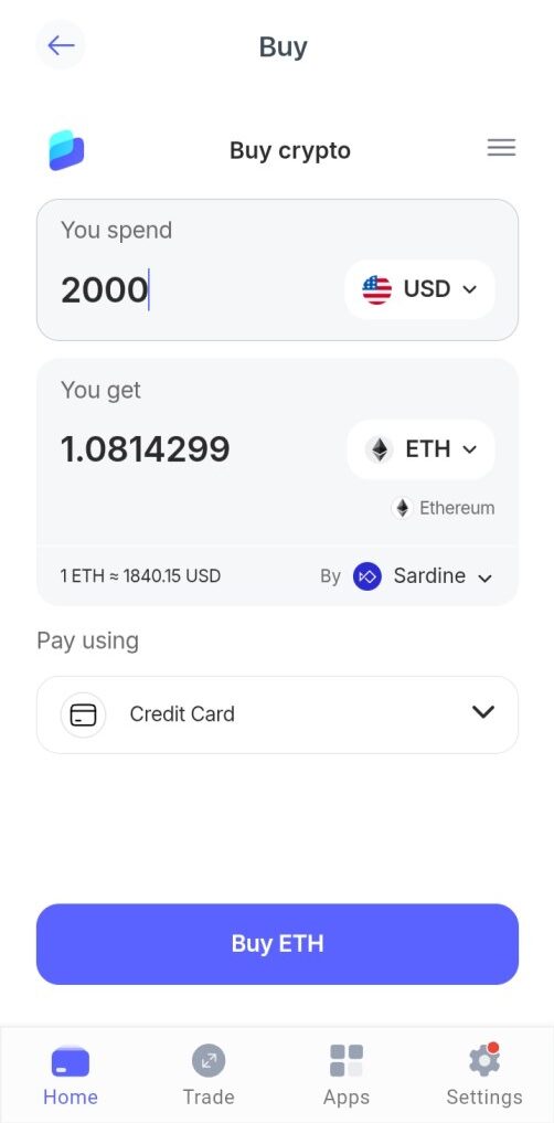 Buy ETH on Best Wallet