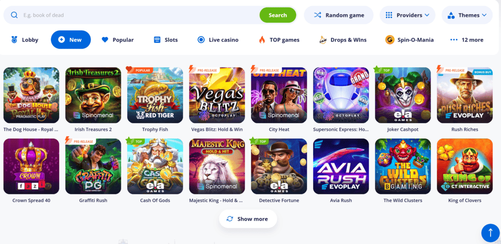 Vulkan Vegas Interface New Games