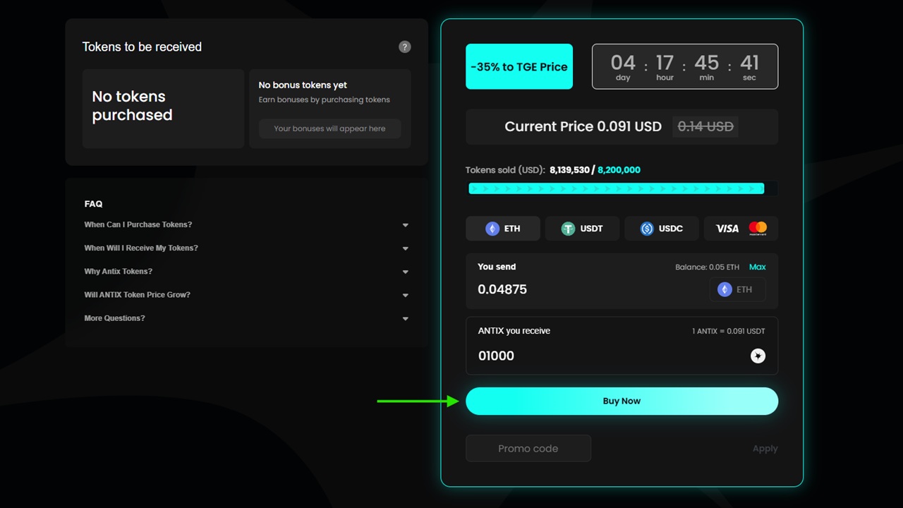 Buy Antix tokens