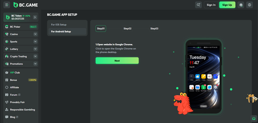 BC.Game provides a quick walkthrough on how to install its high-performing mobile apps. 