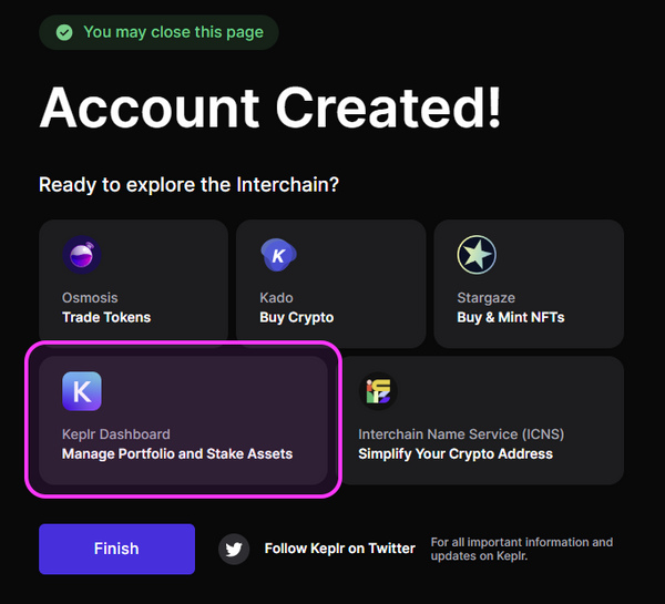Keplr account confirmation