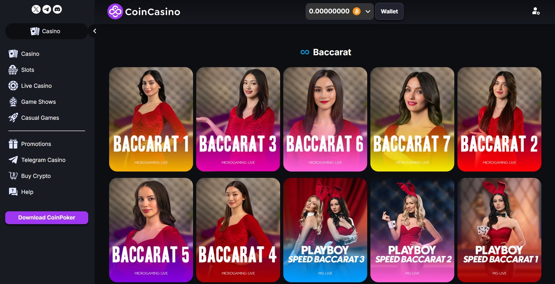 Play baccarat at CoinCasino