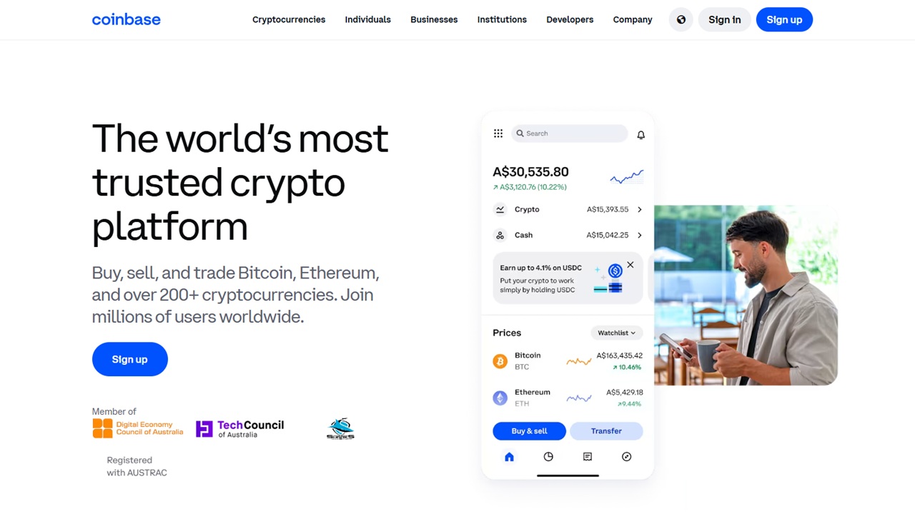 Coinbase homepage