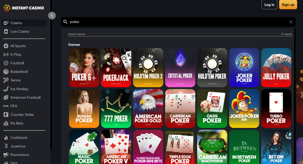 Instant Casino Video Poker