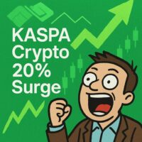 Crypto project KASPA surging more than 20% past week outperforming many. Getting airdropped BTC by holding BTCBULL.