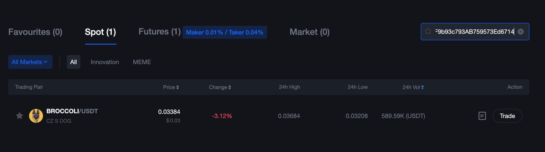 Buy BROCCOLI coin on MEXC