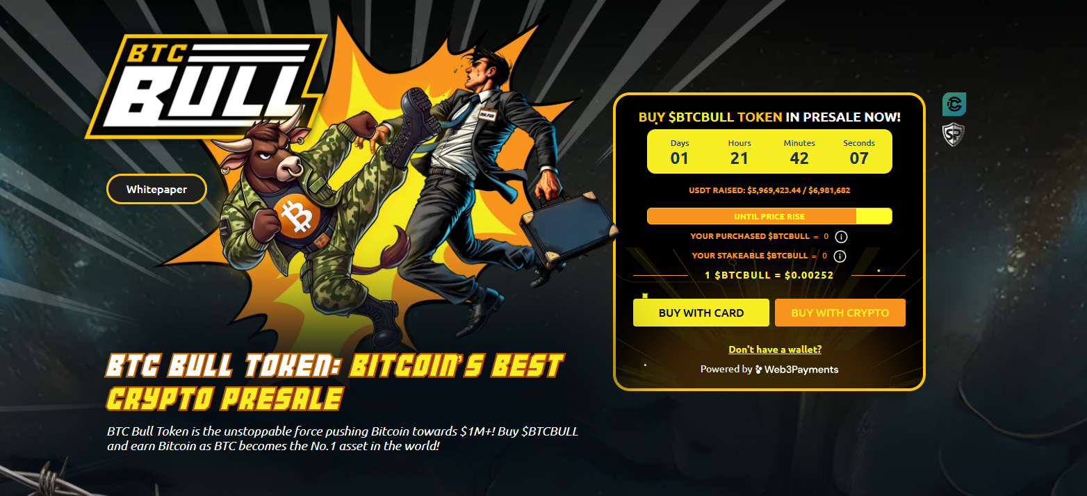 Bitcoin bulls are in charge, and BTCUSDT could hit $110,000 this week. BTC Bull presale is making headlines, raising nearly $6 million