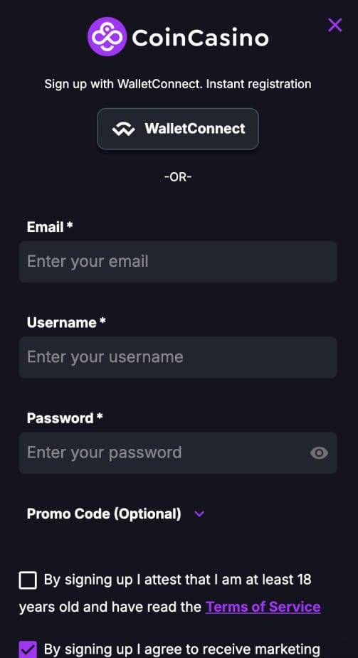 CoinCasino register 