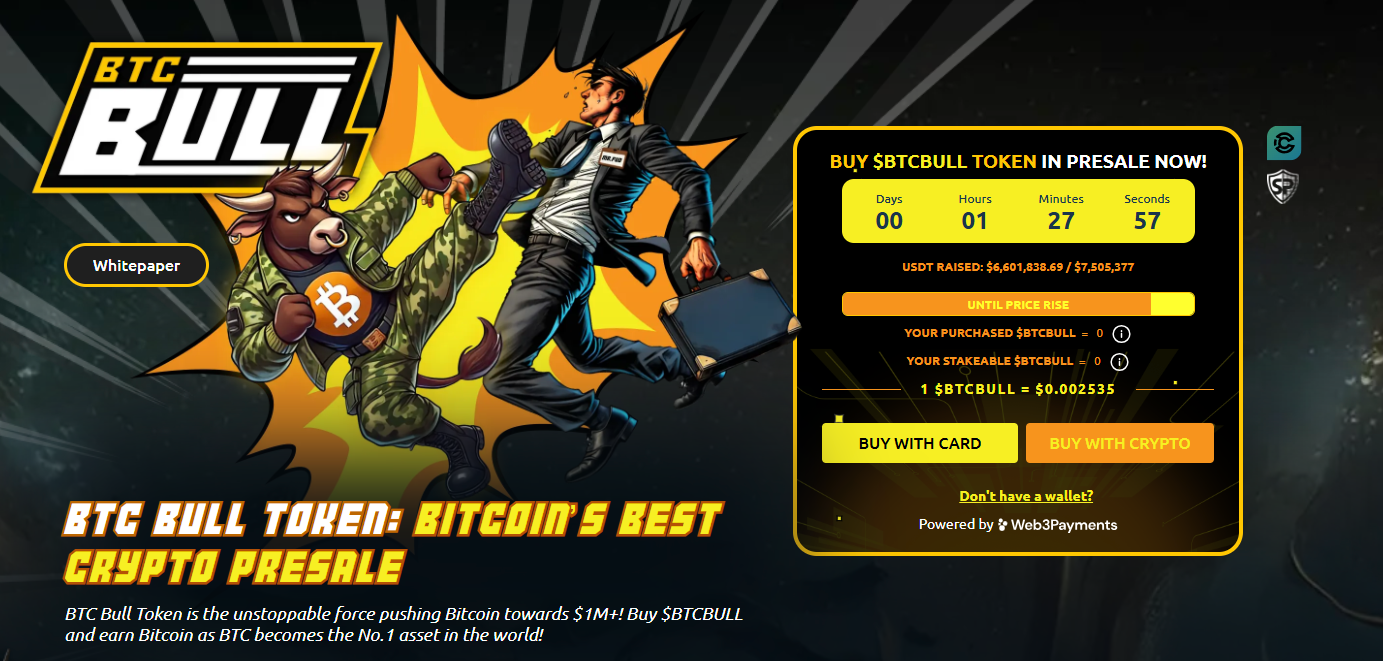 Bitcoin is selling off after a court ruling in the U.S. targeting Trump tariffs. BTC Bull will distribute free BTC to token holders