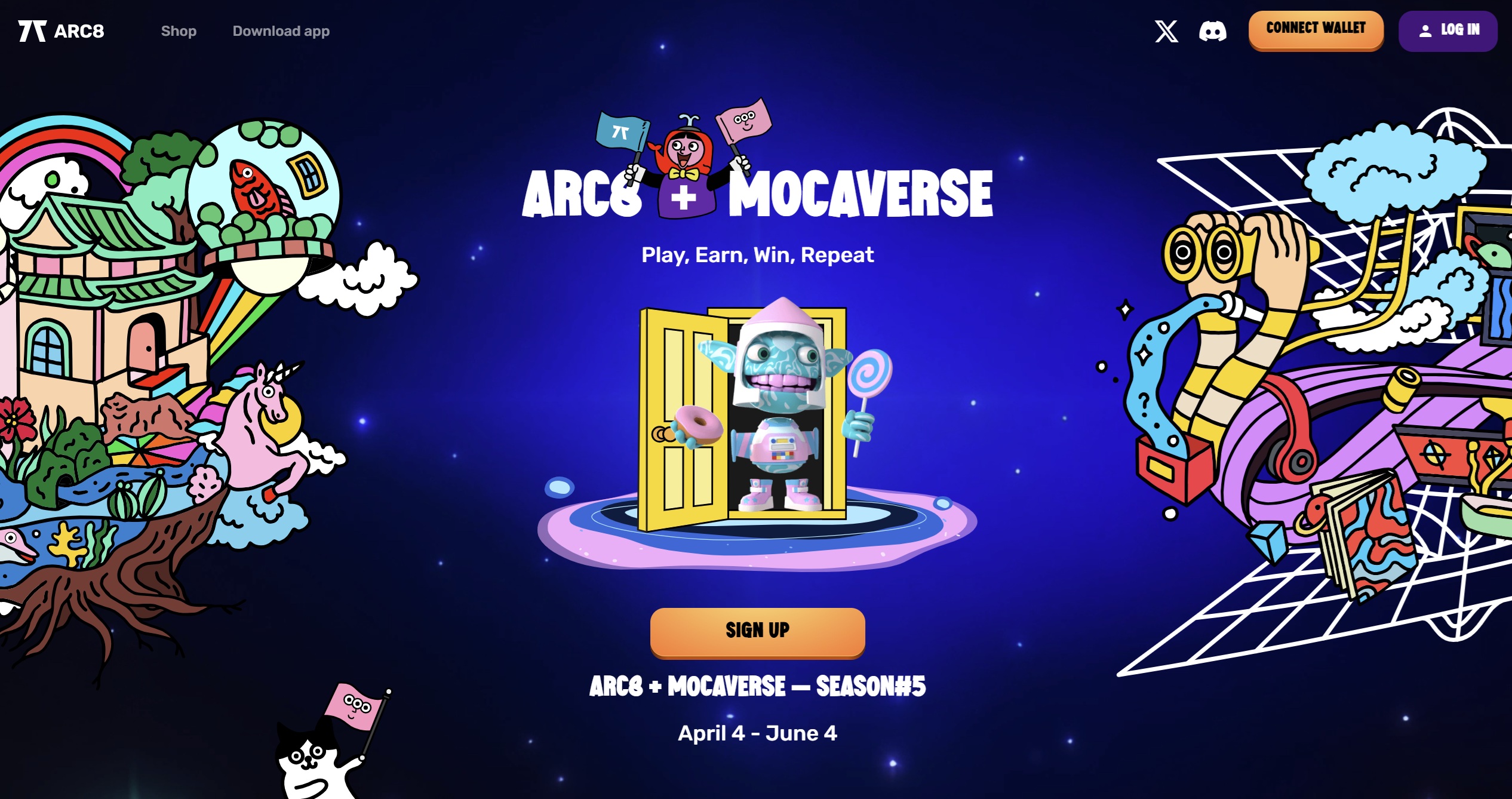 Arc8 Play to earn game for free BTC