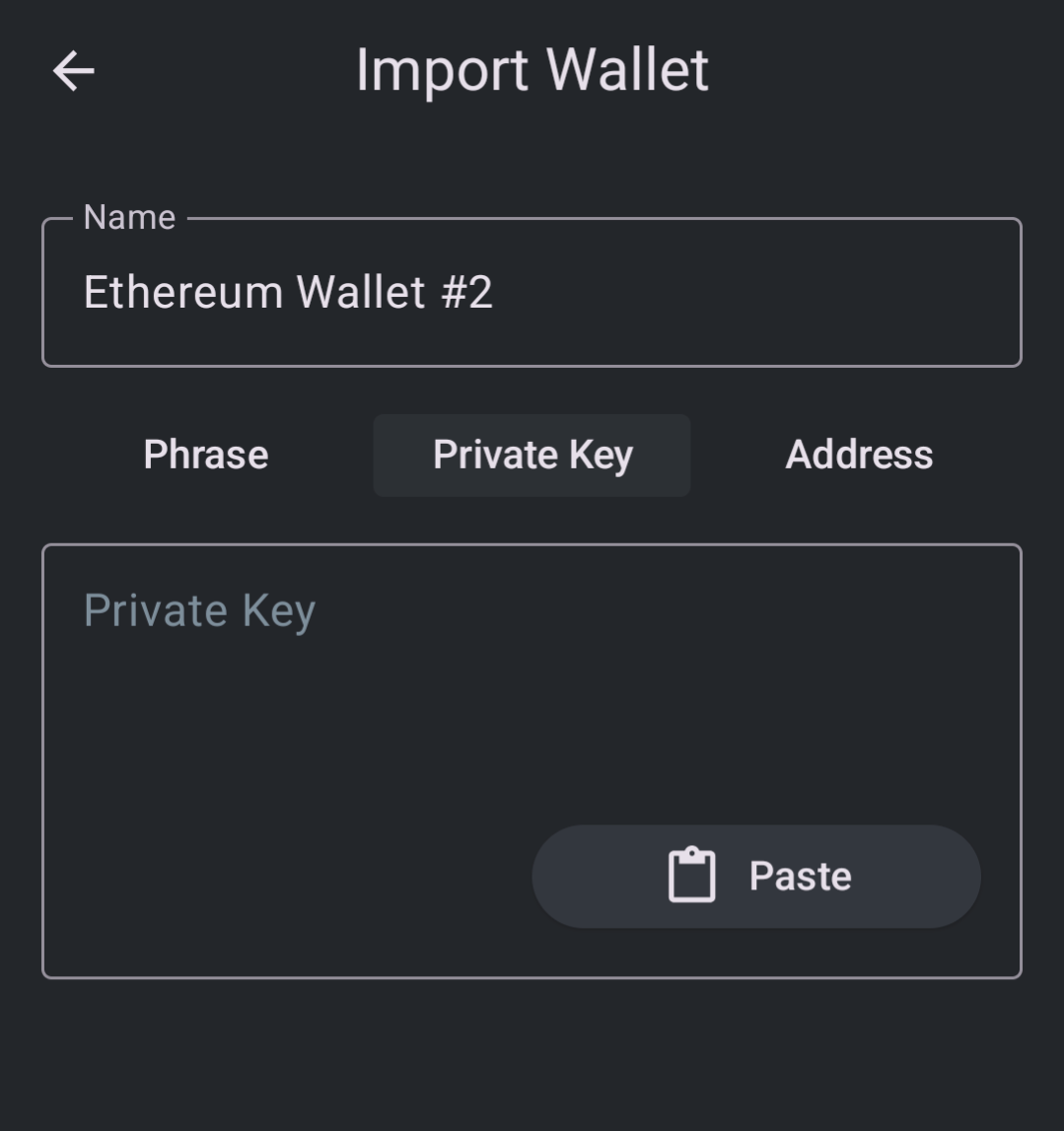 import wallet gem mobile crypto app