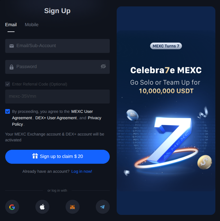 mexc signup