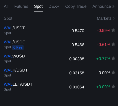 mexc walrus spot market