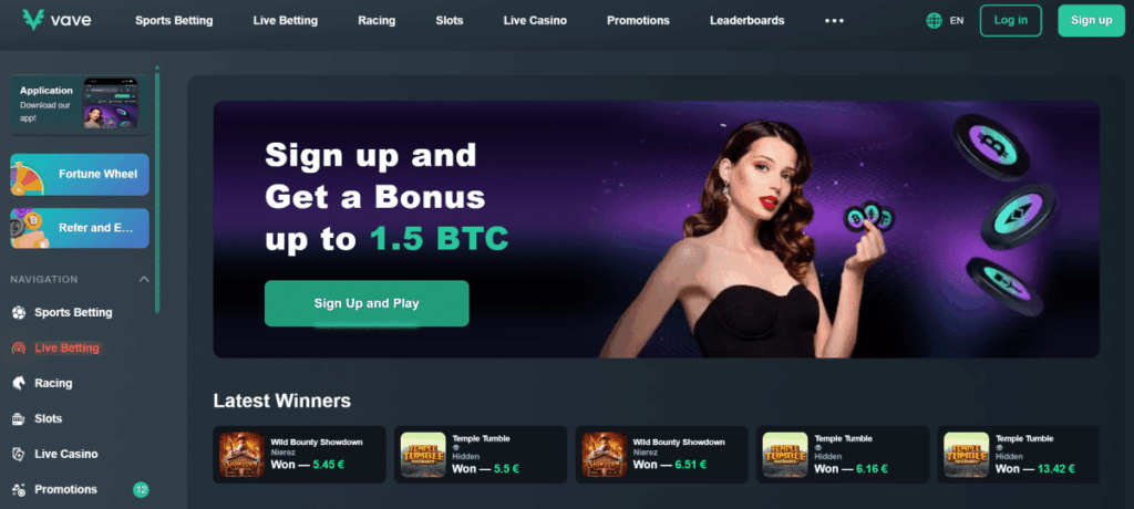 Earn a hefty 1.5 BTC when you sign up to Vave Casino, one of our top recommended BTC gambling platforms
