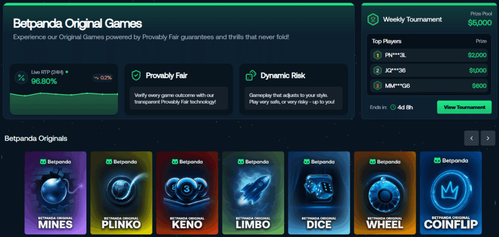 Play provably fair original games at Betpanda