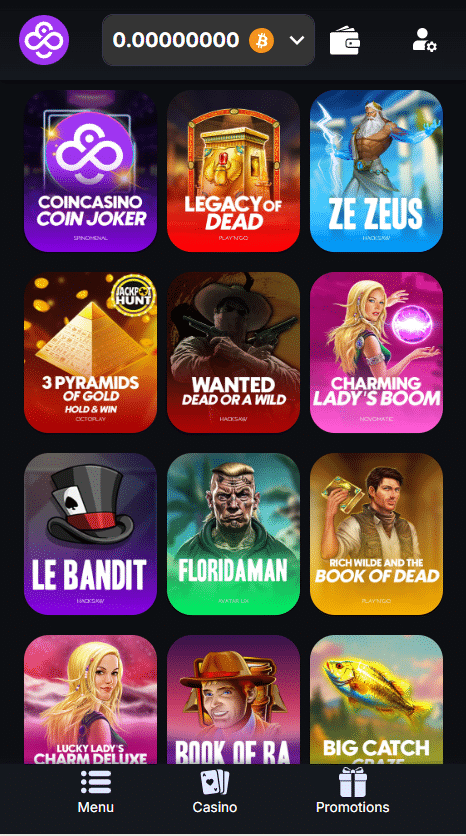 Play the best casino games on mobile at CoinCasino