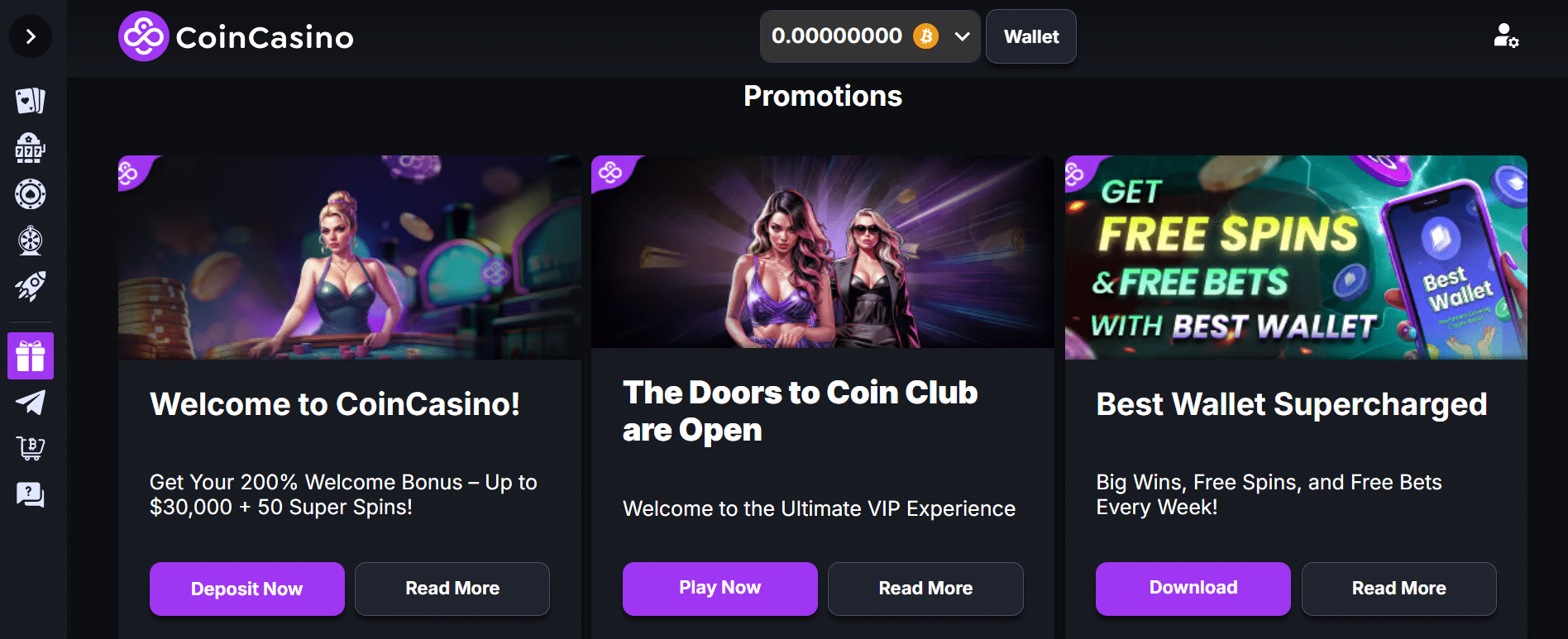 Earn rewards and bonuses at CoinCasino