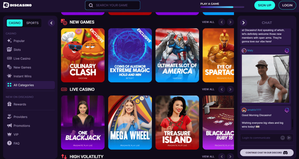Discasino User Interface