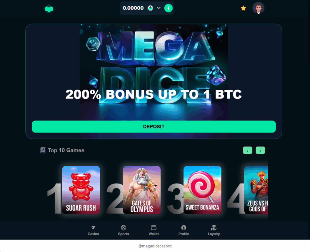 Mega Dice is one of the best Telegram casinos