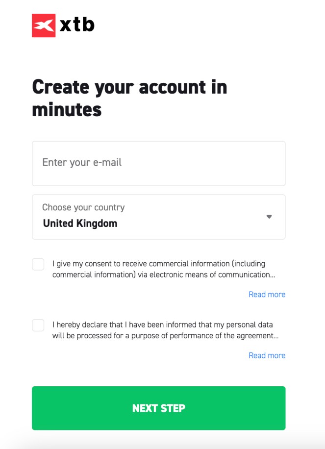 XTB open account