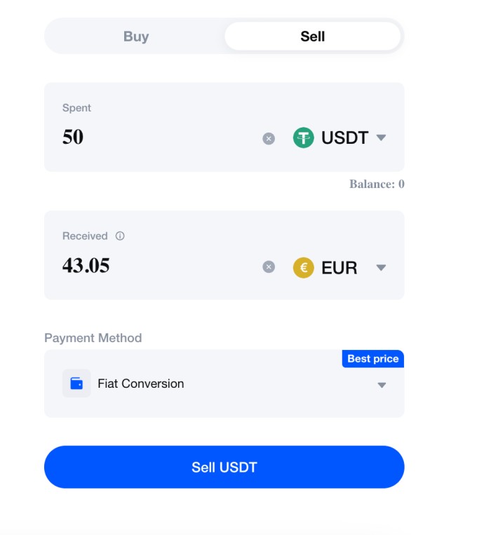 Sell crypto for fiat MEXC