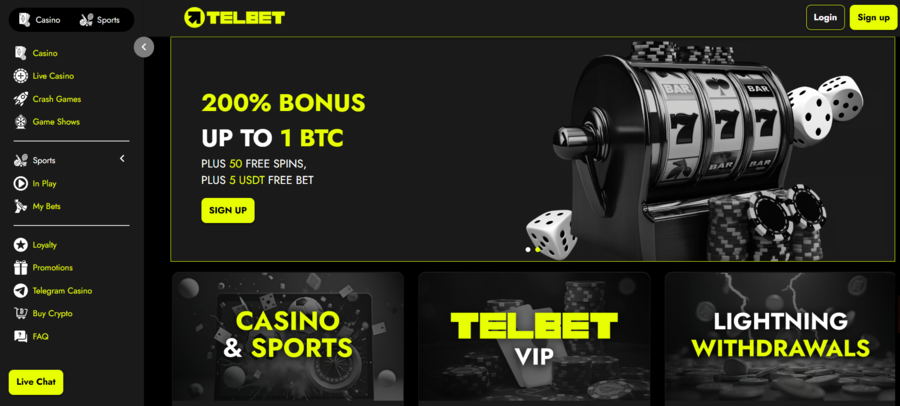Signing up at Telbet Casino is quick and easy.