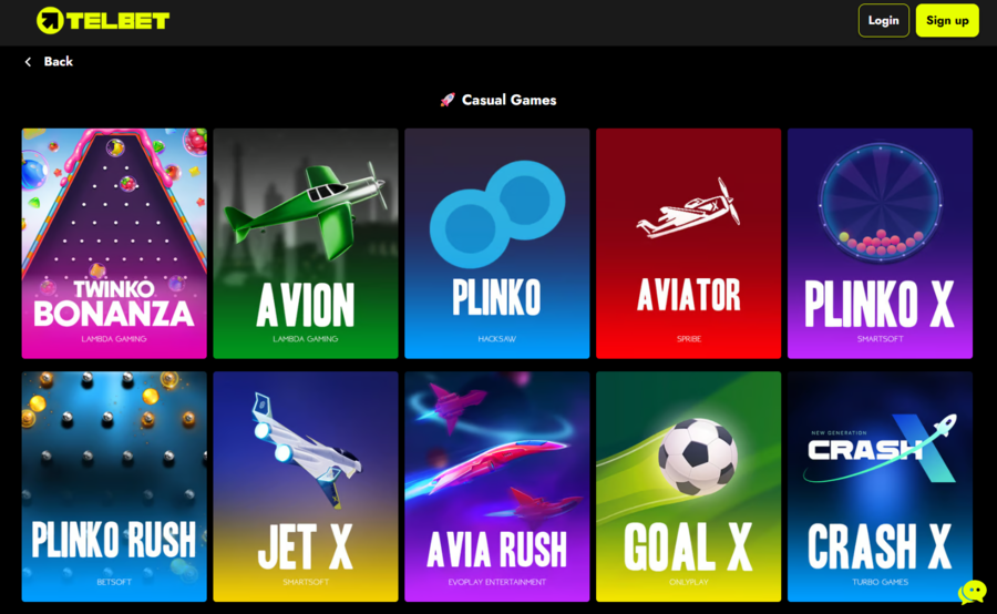Play Crash games at Telbet Casino.