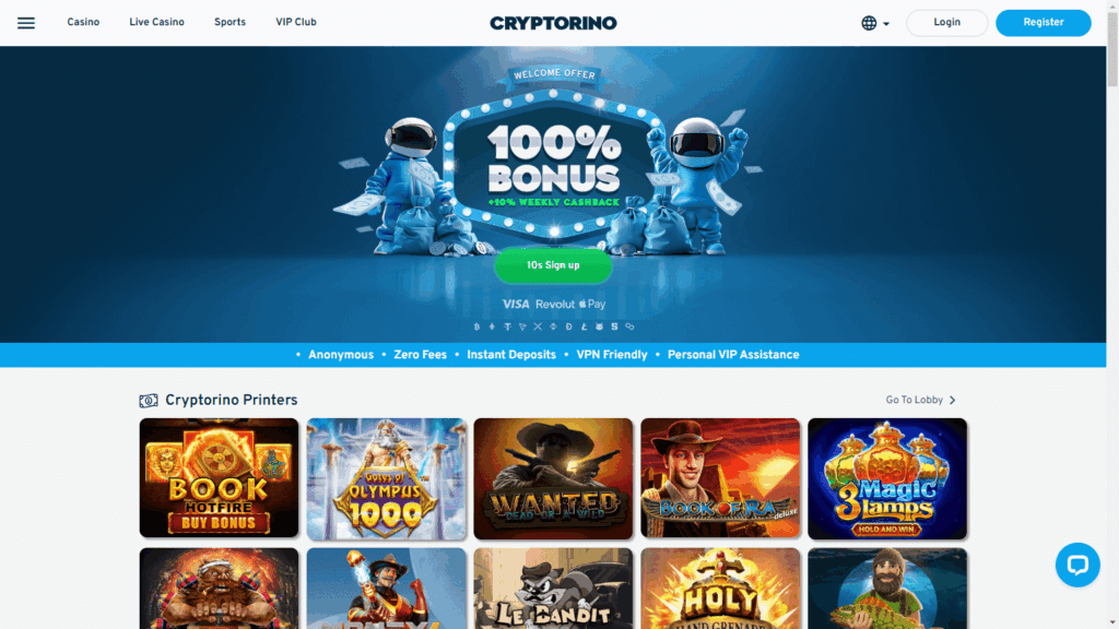 Cryptorino homepagina - 100% bonus bij de beste bookmaker zonder Cruks