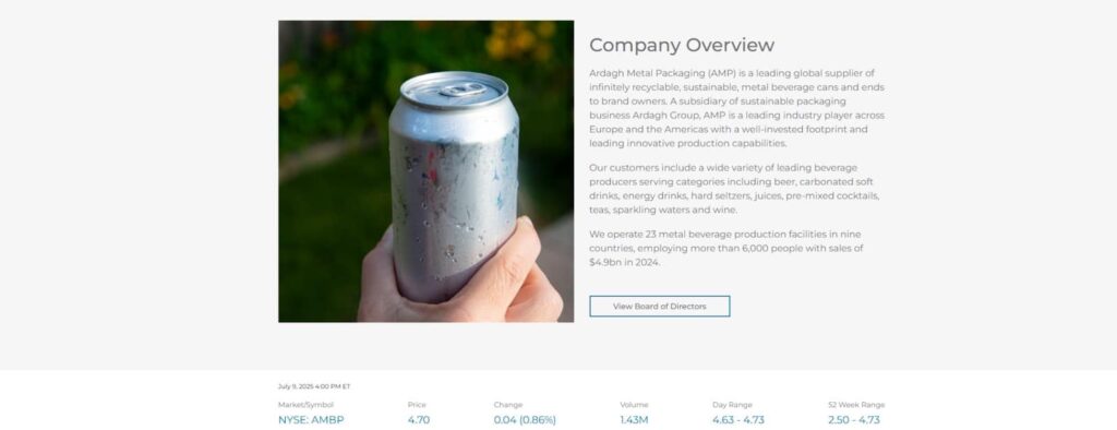 Penny stocks met wereldwijde impact Ardagh Metal Packaging