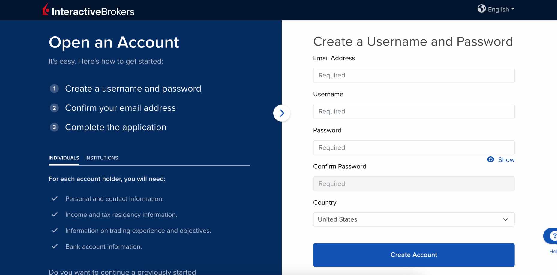 Interactive Brokers open account