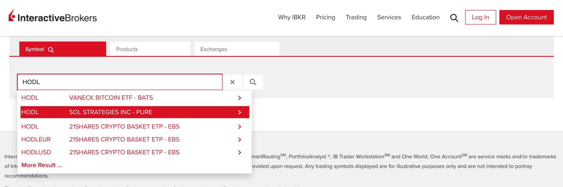 Buy HODL shares on Interactive Brokers 