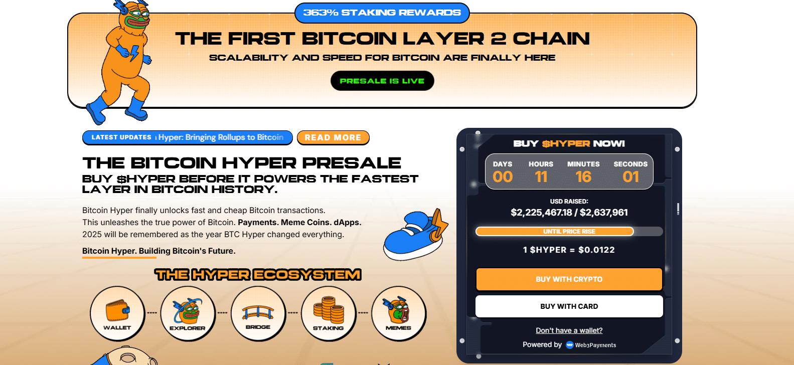 Cardano Gasless Transactions, Bitcoin Hyper Raises $2.2M