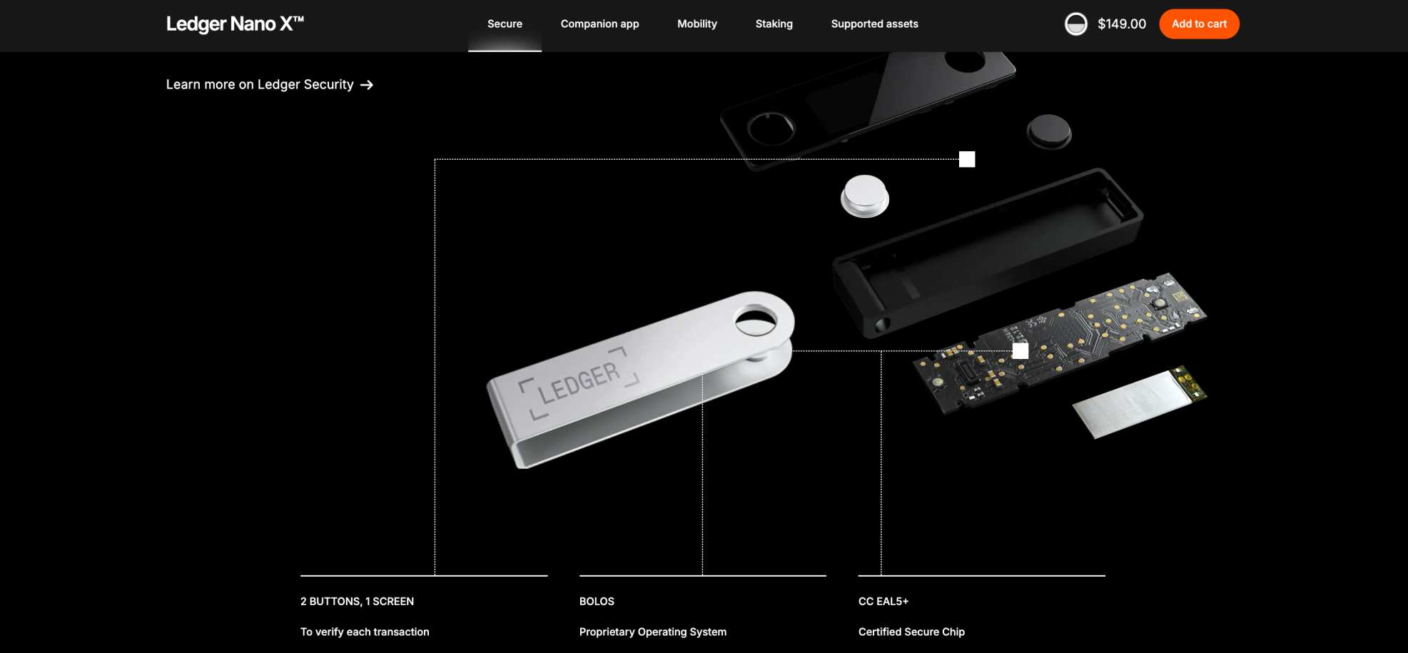 Ledger Nano X device 