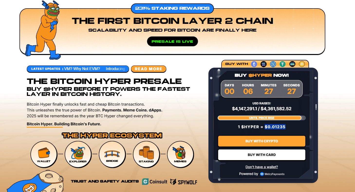 Mantra OM Crypto Up 100%, Bitcoin Hyper Raises $4M