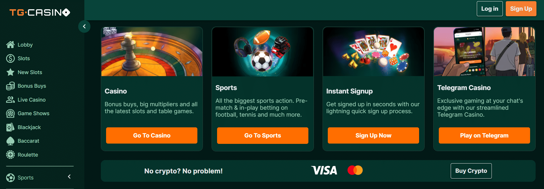 TG.Casino Homepage
