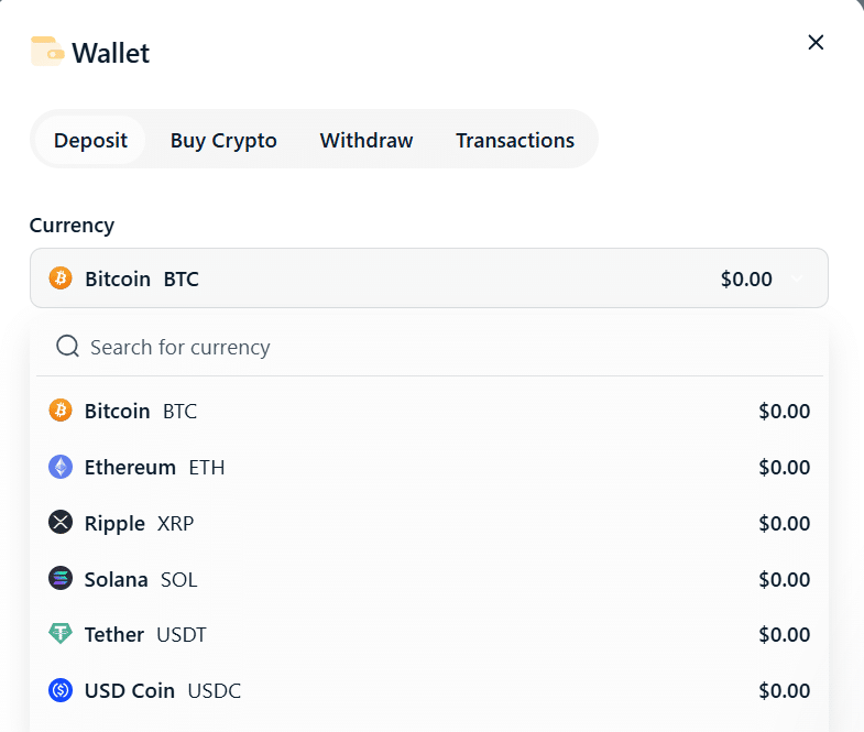 Wild.io Casino deposit page