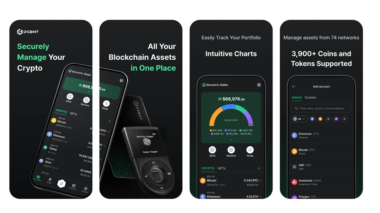 D'CENT Wallet mobile interface